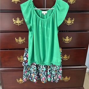 LOFT Green and Floral Dress